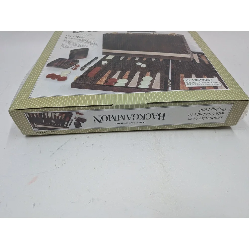 Vintage 2005 Target Backgammon Game Set Leatherette Case Stitched Felt Field NEW